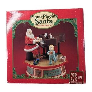 Vintage Christmas Piano Playing Santa Music Box Jingle Bells Dancing Baby